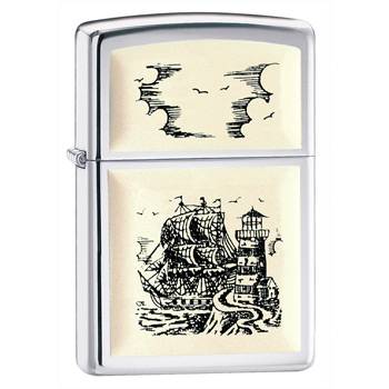 яЗажигалка Zippo 359 Ship High Polish Chrome