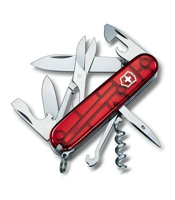 Нож Victorinox 1.3703.T Climber офицерский, 91мм, прозрачный красный