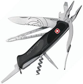 яНож Wenger New Ranger 1.77.177 Alinghi  в подар коробке с чехлом(120mm, серый)
