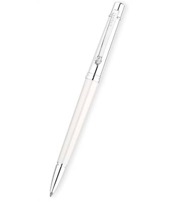 яШариковая ручка Cross Stylist Oyster White с хрусталиком на клипе(AT0402-3)