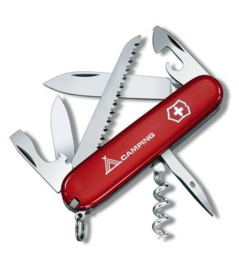 Нож Victorinox 1.3613.71 Camper офицерский, 91мм, красный с логотипом "camping"