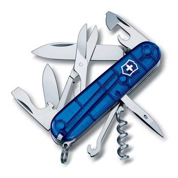 Нож Victorinox 1.3703.T2 Climber офицерский, 91мм, прозрачный синий