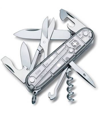 Нож Victorinox 1.3703.T7 Climber офицерский, 91мм, прозрачный серебристый