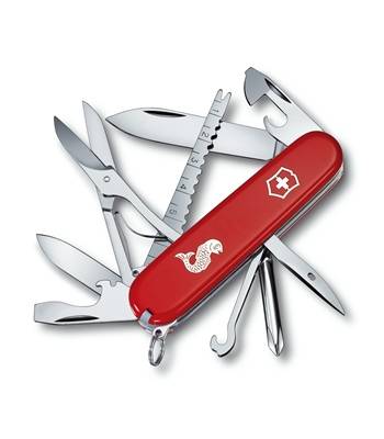 Нож Victorinox 1.4733.72 Fisherman офицерский, 91мм, красный с лого."рыба"