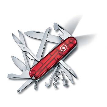 Нож Victorinox 1.7915.T Huntsman Lite, 91мм, прозрачный красный с фонариком