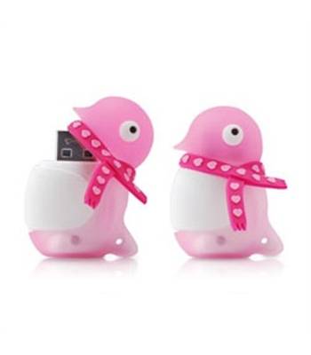 Флэш-драйв Bone FD-8GB/B_Penguin/P пингвин розовый с розовым шарфом силиконовый (25х41х18мм)