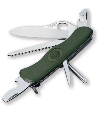 Нож Victorinox 0.8461.MW4DE Military 111мм, зелёный, с петлей на лезвии, серрейтор