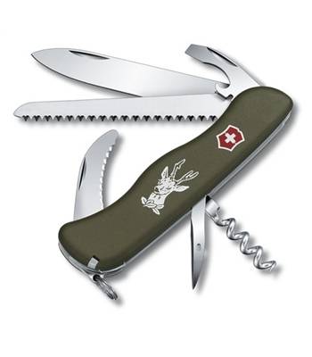 яНож Victorinox 0.8873.4 Hunter солдатский с фиксатором, 111мм, зеленый