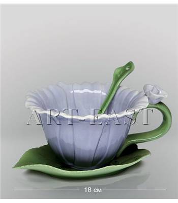 яФарфор Pavone "Георгин" CMS-07/3 Чайная пара с ложечкой L=18cm