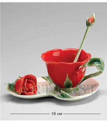 яФарфор Pavone "Роза красная" FM-01/2 Чайная пара L=18cm