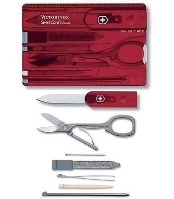 Швейцарская карта Victorinox 0.7100.T SwissCard Classic (10функций, полупрозрачная красная)