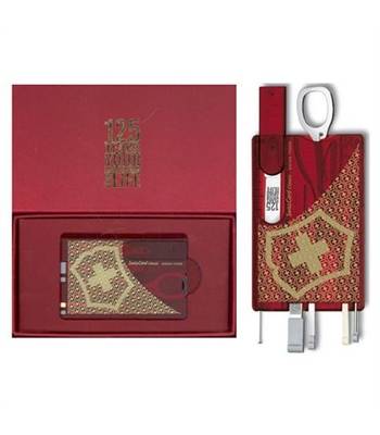 яШвейцарская карта Victorinox 0.7100.TJ09 SwissCard Ruby юбилейная/ полупрозр. красная