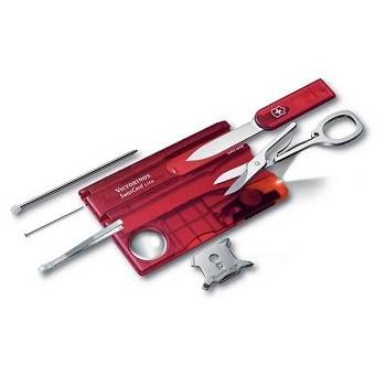 Швейцарская карта Victorinox 0.7300.T SwissCard Lite (13 функций, полупрозрачная красная)