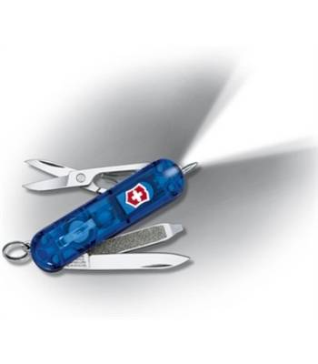 Нож-брелок Victorinox 0.6226.T2 Signature Lite Sapphire, 58мм, полупрозрачный синий с фонариком