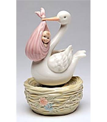 яФигурка фарфоровая "Pavone" CMS-15/8 "Аист/девочка" H=150mm (музыкальн)