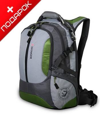 Рюкзак Wenger 15914415 "Large volume daypack" серый/зеленый с отд. для ноутбука15" 36x26x50cm (35л)