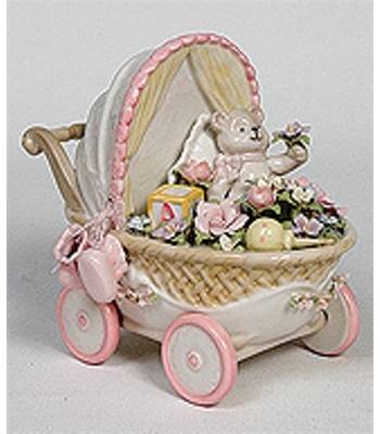 яФигурка фарфоровая "Pavone"  CMS-15/30 "Коляска" музыкальная H=150mm