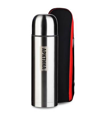 яТермос "Арктика" с узким горлом 105А-1000 (современный, "Полюс", в текст. чехле, 1000 мл)