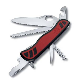 яНож Victorinox 0.8361.MWC Forester One Hand 111мм, красно-чёрный, с петлей на лезвии, серрейтор