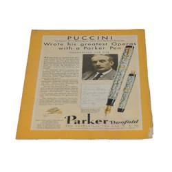 Статья "PUCCINI. Wrote his greatest Operas with a Parker Pen",из журнала за 1931г,23,5х17,5см,арт. 7