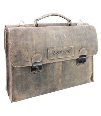 Кожаный портфель двухсторонний Wenger W16-10 "STONEHIDE", коричневый 40x11x31 см