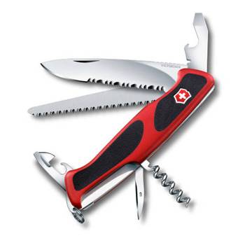 Нож Victorinox RangerGrip 155 (арт. 0.9563.WC, 130мм 12 функций красно-чёрный)