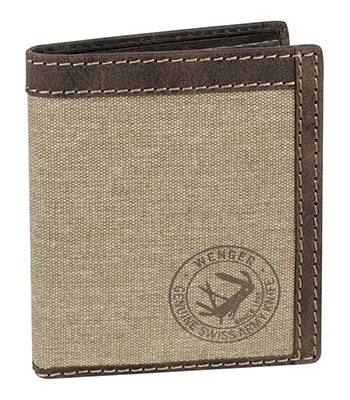 Портмоне Wenger W19-04BROWN Canvas Hunter коричн, воловья кожа/ткань 10,5х3х12,5см