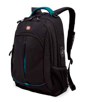 Рюкзак Swissgear SA3165206408 черный/бирюзовый со светоотраж вставками 32x15x46 см, 22 л