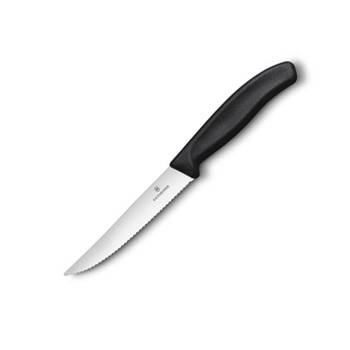 Нож Victorinox для стейка и пиццы 6.7933.12 SwissClassic "Gourmet" (12см с серрейт.заточкой, чёрный)