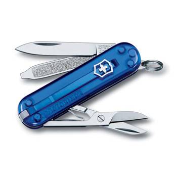 Нож-брелок Victorinox 0.6223.T2 Classic CD, 58мм, полупрозрачный синий