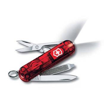 Нож-брелок Victorinox 0.6228.T Swisslite, 58мм, красный с фонариком