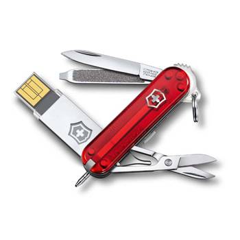 яНож-брелок Victorinox 4.6125.TG16B Victorinox@work с USB-модулем 16 Гб,м, полупрозрачный красный