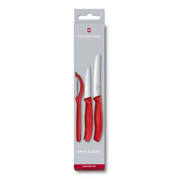 Набор ножей Victorinox 6.7111.31 (3 кухонных предмета в картонной коробке, красная рукоять)