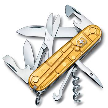 яНож Victorinox 1.3703.T88 Climber Gold офицерский, 91мм, прозрачный золотой