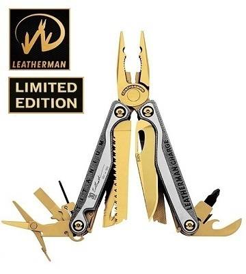 Мультитул Leatherman Charge TTI Gold (24K) 831822 с кожаным чехлом в подарочной упаковке