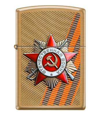 яЗажигалка Zippo 204B День победы Brushed Brass