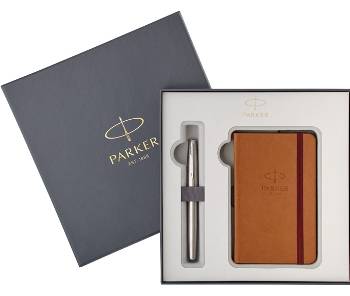 Набор Parker Sonnet Stainless Steel CT Перьевая ручка с блокнотом  (2018973)