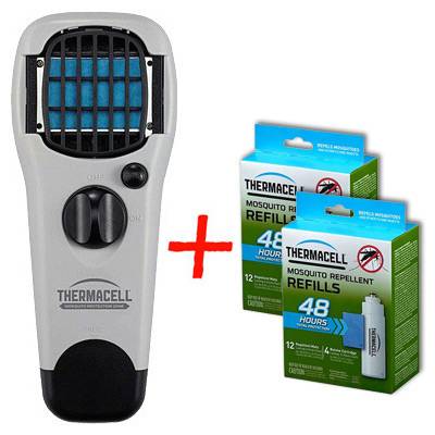 яНАБОР: отпугиватель комаров ThermaCELL (серый) MR 150 и  две запаски MR 400-12 (каждая по 48 ч)