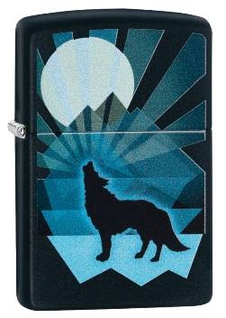 Зажигалка Zippo 29864 Wolf and Moon Design Black Matte