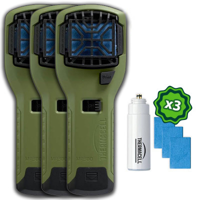 яТри отпугивателя комаров ThermaCELL (оливковый) MR-300 Repeller Olive( + расходники)