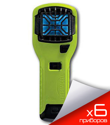 Шесть отпугивателей комаров ThermaCELL (лайм)  MR-300 High Visibility Green Repeller(+расходка 12ч)