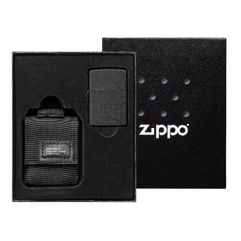 Подарочный набор Zippo 49402 зажигалка Black Crackle® и чёрный нейлоновый чехол