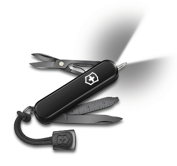 Нож-брелок Victorinox 0.6226.31P Signature Lite Onyx Black, 58мм, чёрный с фонариком