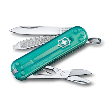 Нож-брелок Victorinox 0.6223.T24G Classic SD Colors "Tropical Surf", 58мм, полупрозрачный бирюзовый