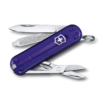 Нож-брелок Victorinox 0.6223.T29G Classic SD Colors "Persian Indig", 58мм, полупрозрачный фиолетовый