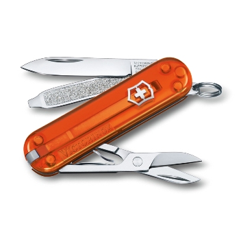 Нож-брелок Victorinox 0.6223.T82G Classic SD Colors "Fire Opal", 58мм, полупрозрачный оранжевый