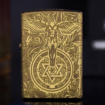 Зажигалка Zippo 204B Brushed Brass с гравировкой Ангел-хранитель (вариант2)