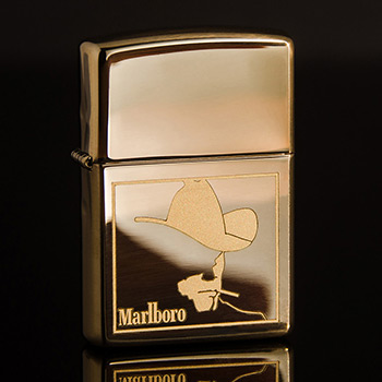 Зажигалка Zippo 254B High Polish Brass с гравировкой Cowboy Marlboro