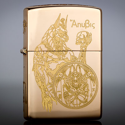 Зажигалка Zippo 254B High Polish Brass с гравировкой Anubis