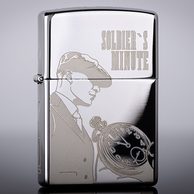 Зажигалка Zippo 250 High Polish Chrome с гравировкой Острые козырьки - Солдатская минута